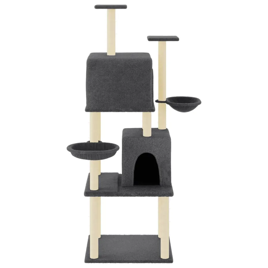 Arbre à chat avec griffoirs en sisal Gris foncé 180 cm - 3