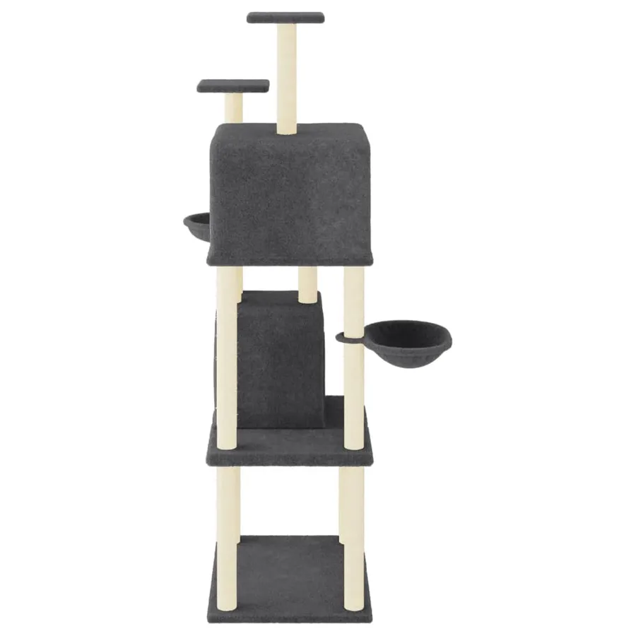 Arbre à chat avec griffoirs en sisal Gris foncé 180 cm - 4