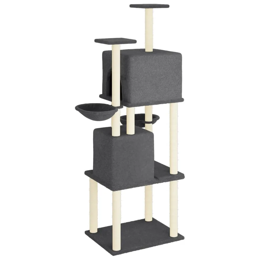 Arbre à chat avec griffoirs en sisal Gris foncé 180 cm - 5