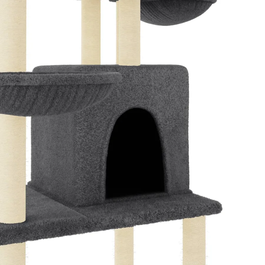 Arbre à chat avec griffoirs en sisal Gris foncé 180 cm - 6