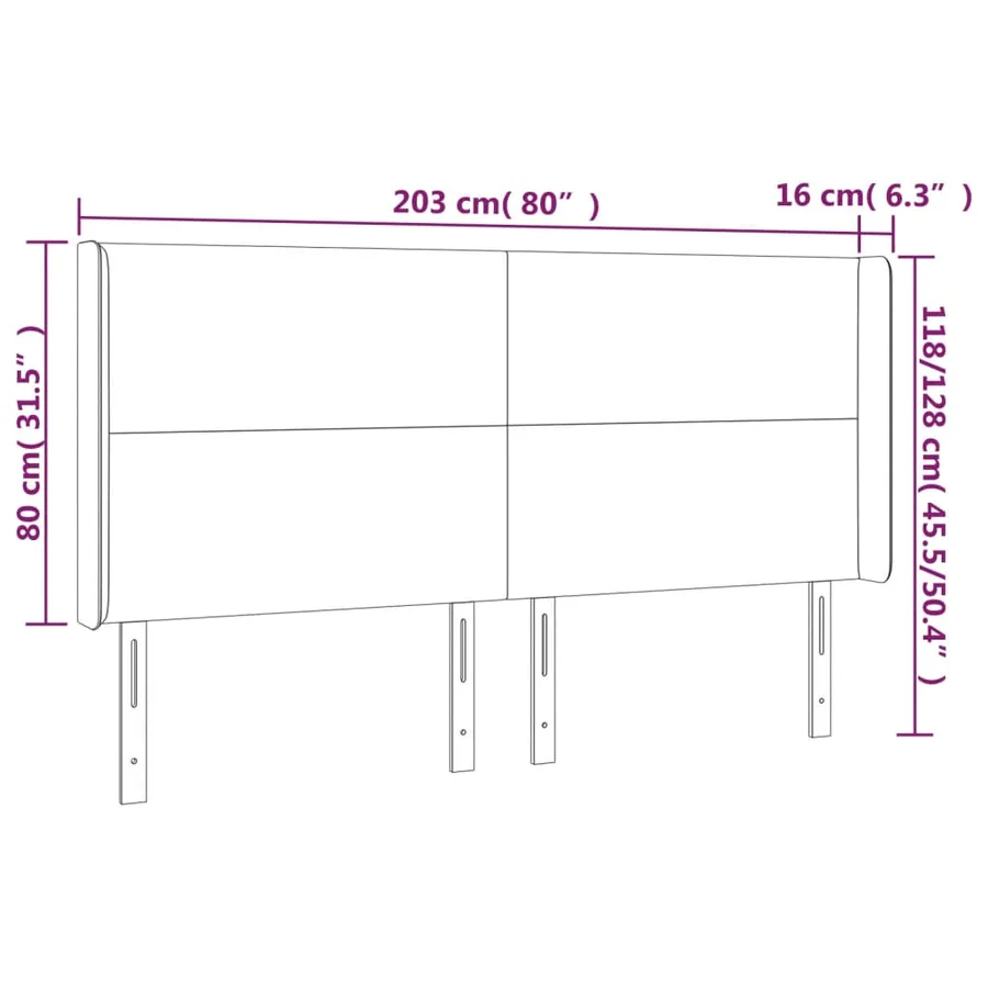 Tête de lit à LED Blanc 203x16x118/128 cm Similicuir - 6
