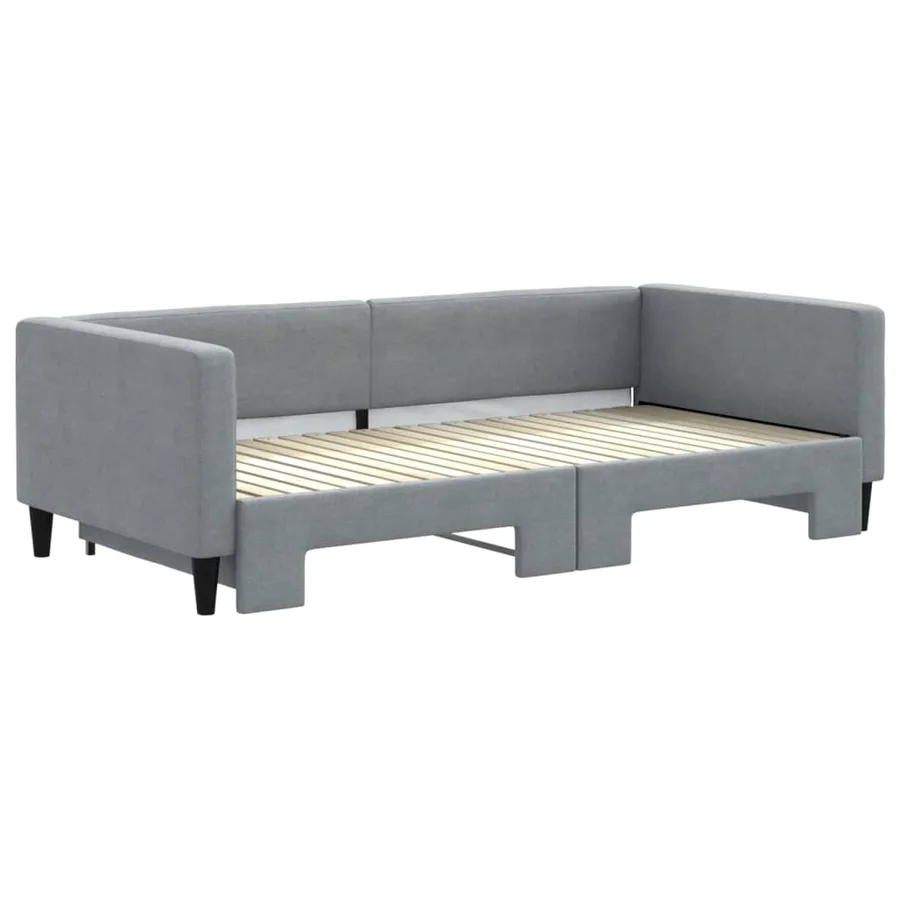 Lit de jour avec gigogne sans matelas gris clair 100x200 cm - 3