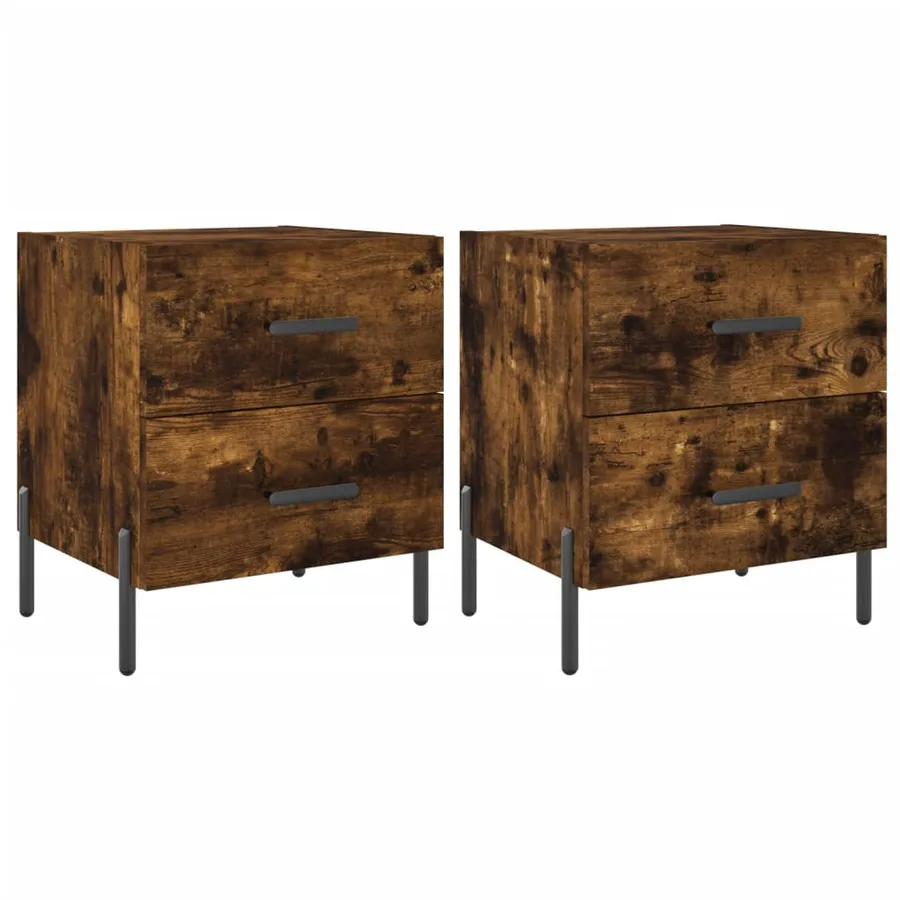 Tables de chevet 2pcs chêne fumé 40x35x47,5cm bois d’ingénierie - 2