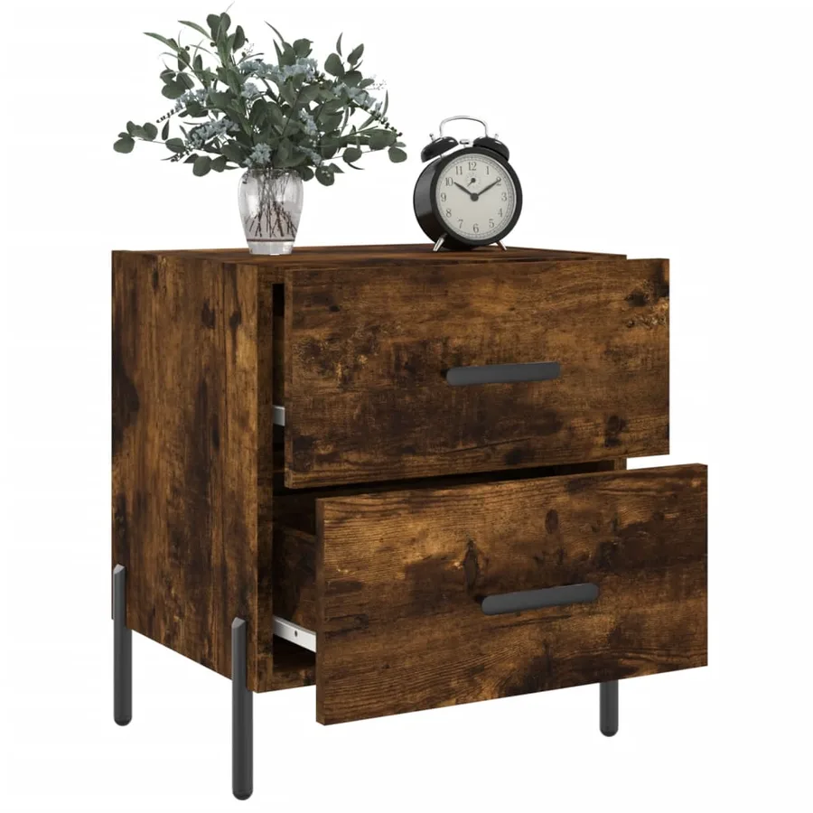 Tables de chevet 2pcs chêne fumé 40x35x47,5cm bois d’ingénierie - 4