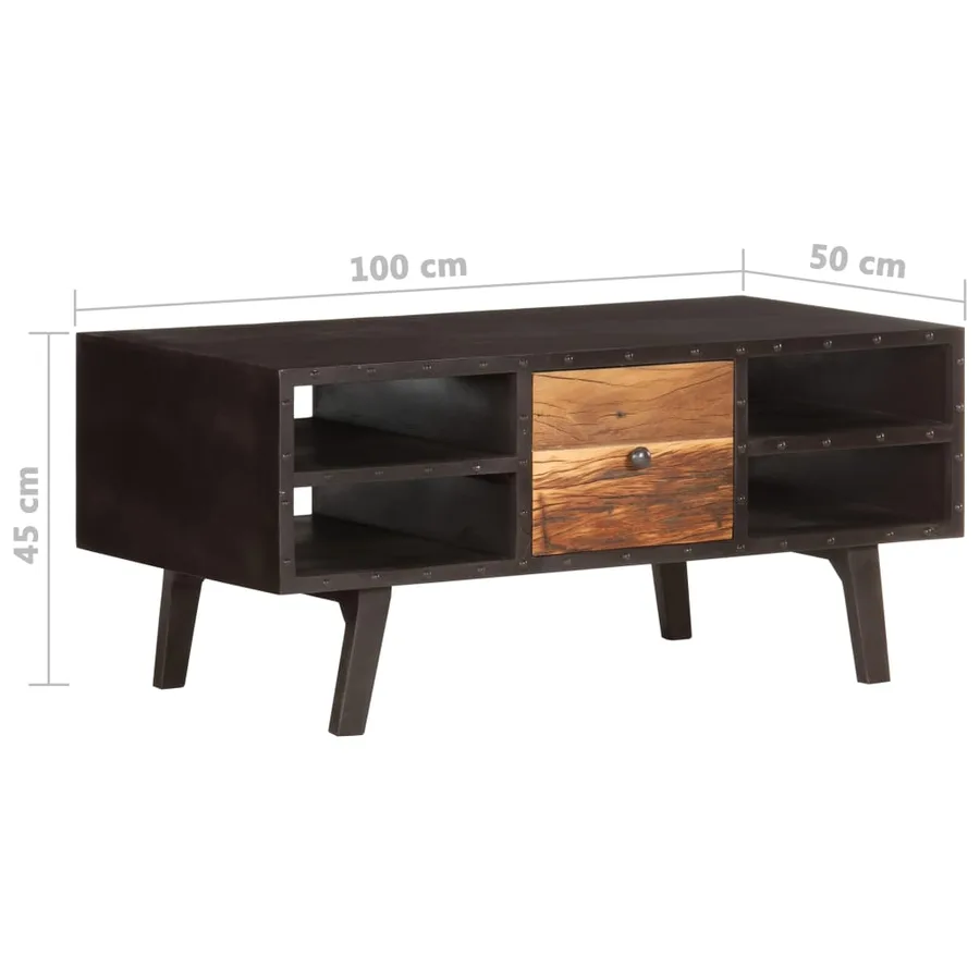 Table basse 100x50x45 cm Bois de récupération massif - 6
