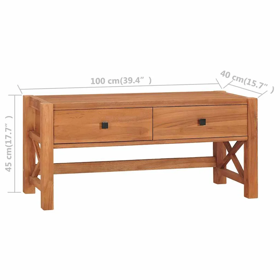 Meuble TV 100x40x45 cm Bois de teck - 9