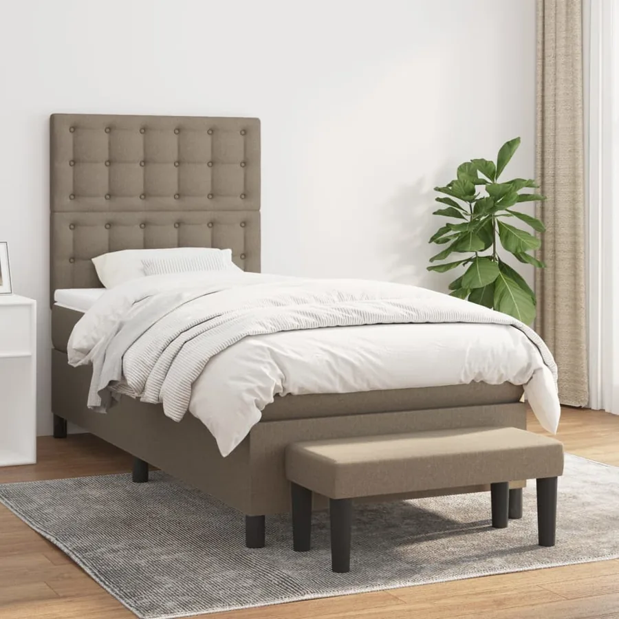 Sommier à lattes de lit avec matelas Taupe 100x200 cm Tissu