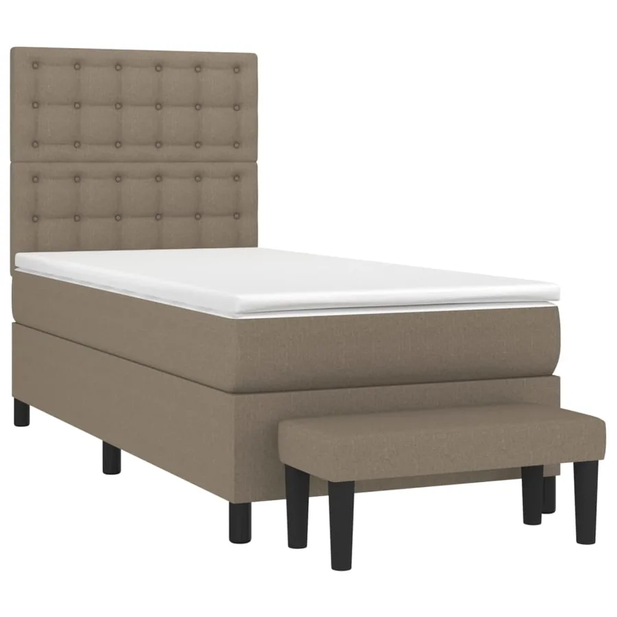 Sommier à lattes de lit avec matelas Taupe 100x200 cm Tissu - 3