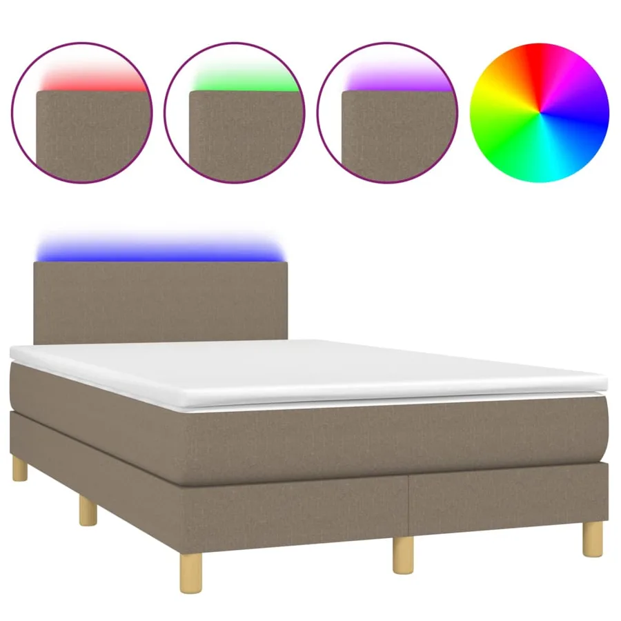 Sommier à lattes de lit avec matelas LED Taupe 120x200 cm Tissu - 2