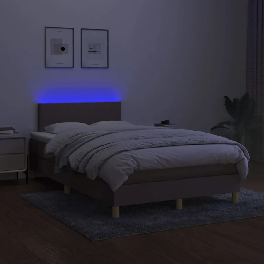 Sommier à lattes de lit avec matelas LED Taupe 120x200 cm Tissu - 4