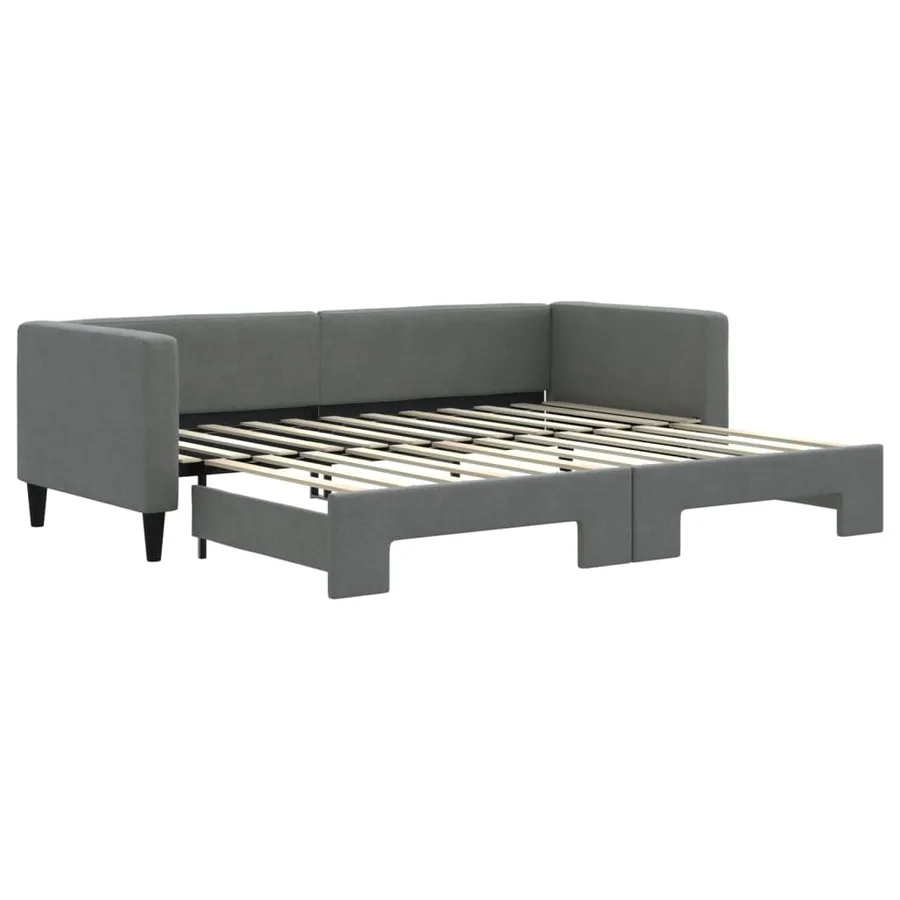 Lit de jour avec gigogne sans matelas gris foncé 80x200 cm - 2