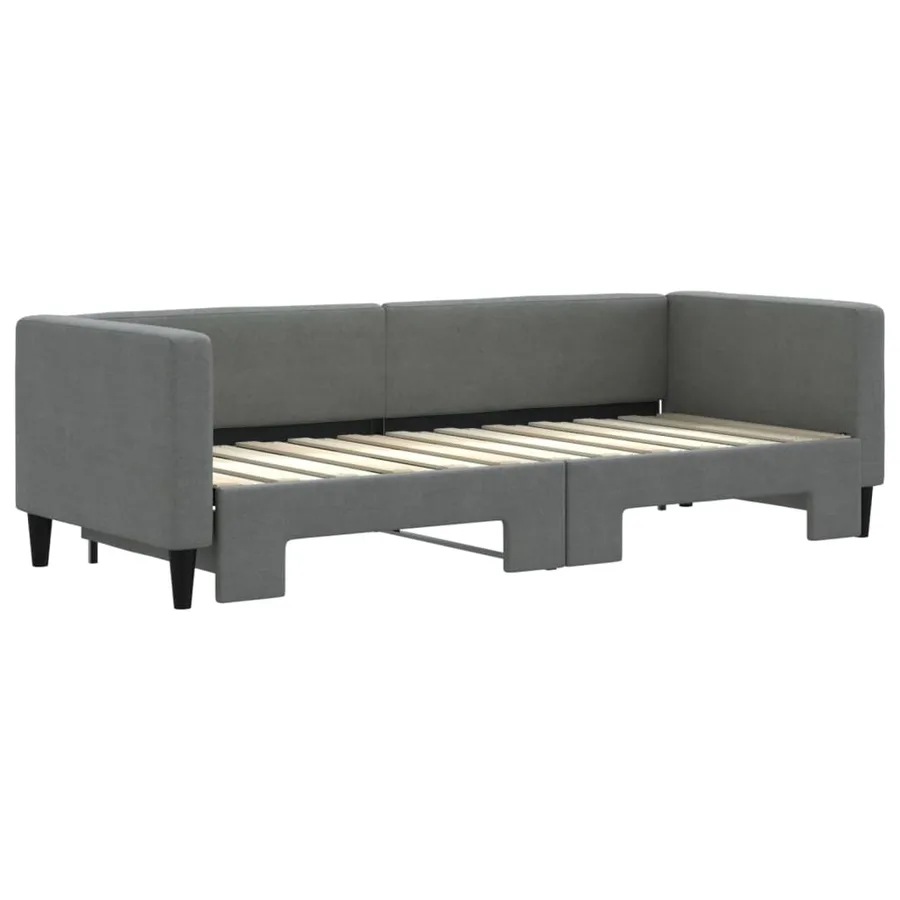 Lit de jour avec gigogne sans matelas gris foncé 80x200 cm - 3