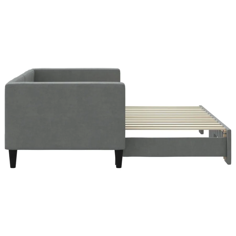 Lit de jour avec gigogne sans matelas gris foncé 80x200 cm - 4