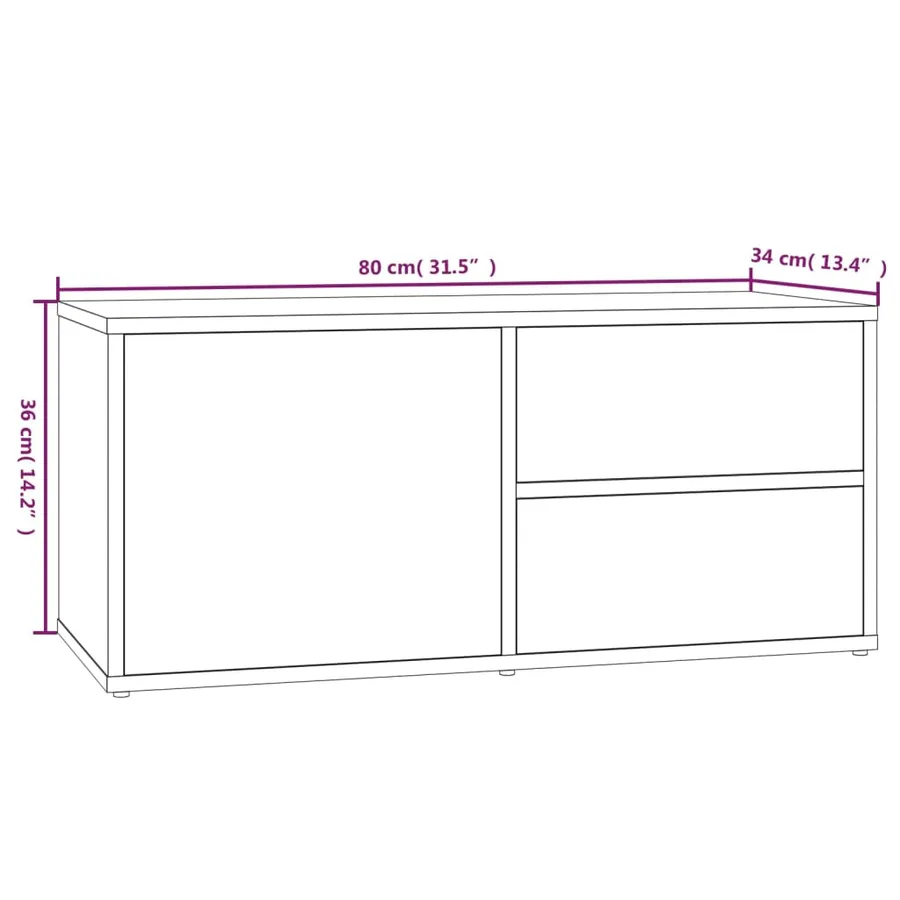 Meuble TV Chêne fumé 80x34x36 cm Bois d'ingénierie - 11