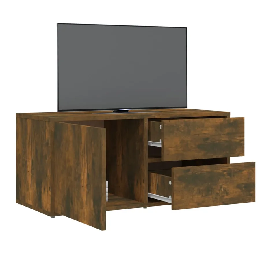 Meuble TV Chêne fumé 80x34x36 cm Bois d'ingénierie - 5