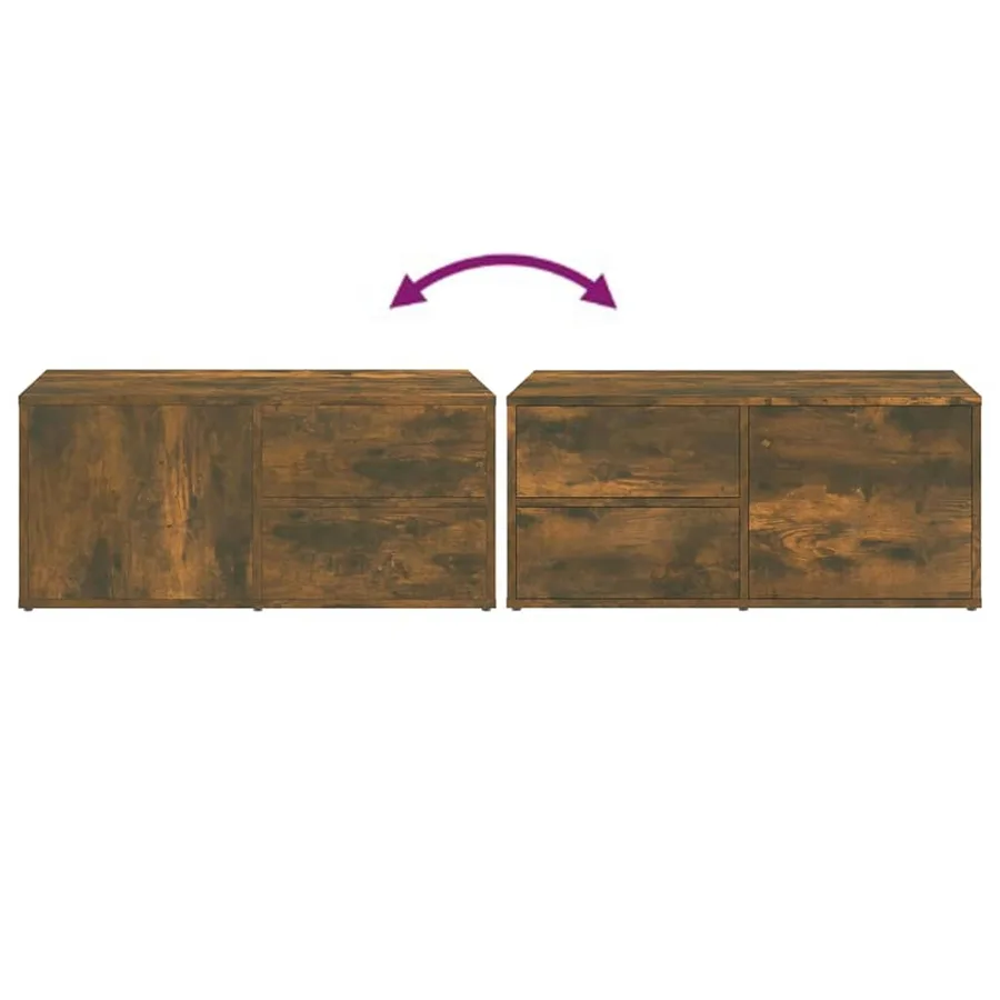 Meuble TV Chêne fumé 80x34x36 cm Bois d'ingénierie - 9