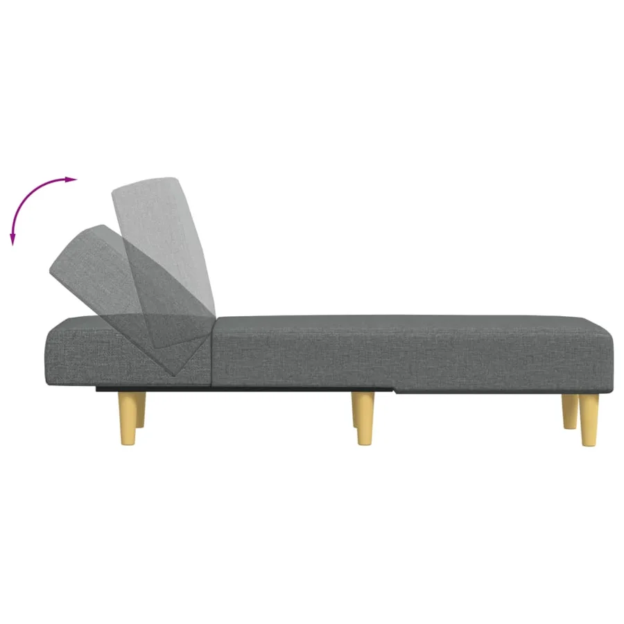 Chaise longue gris foncé tissu - 6