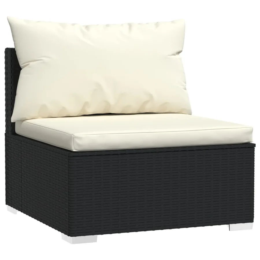 Salon de jardin 10 pcs avec coussins Résine tressée Noir - 4