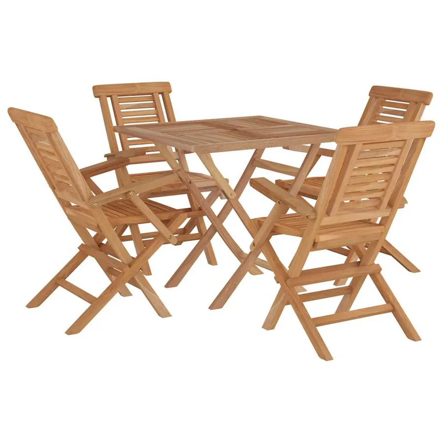 Ensemble à manger de jardin 5 pcs Bois de teck massif - 2