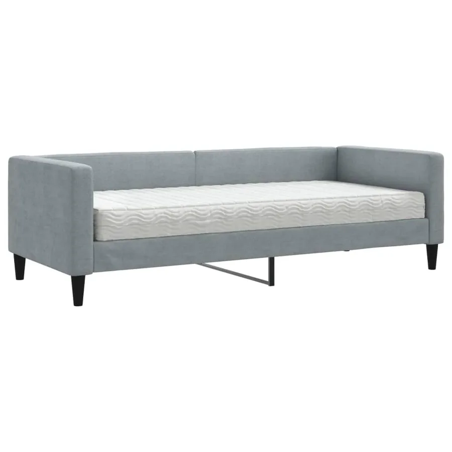 Lit de jour avec matelas gris clair 80x200 cm tissu - 2