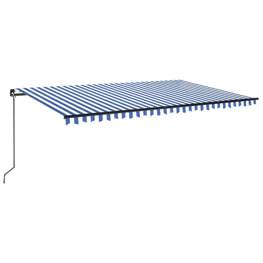 Auvent manuel rétractable avec LED 500x300 cm Bleu et blanc - 2