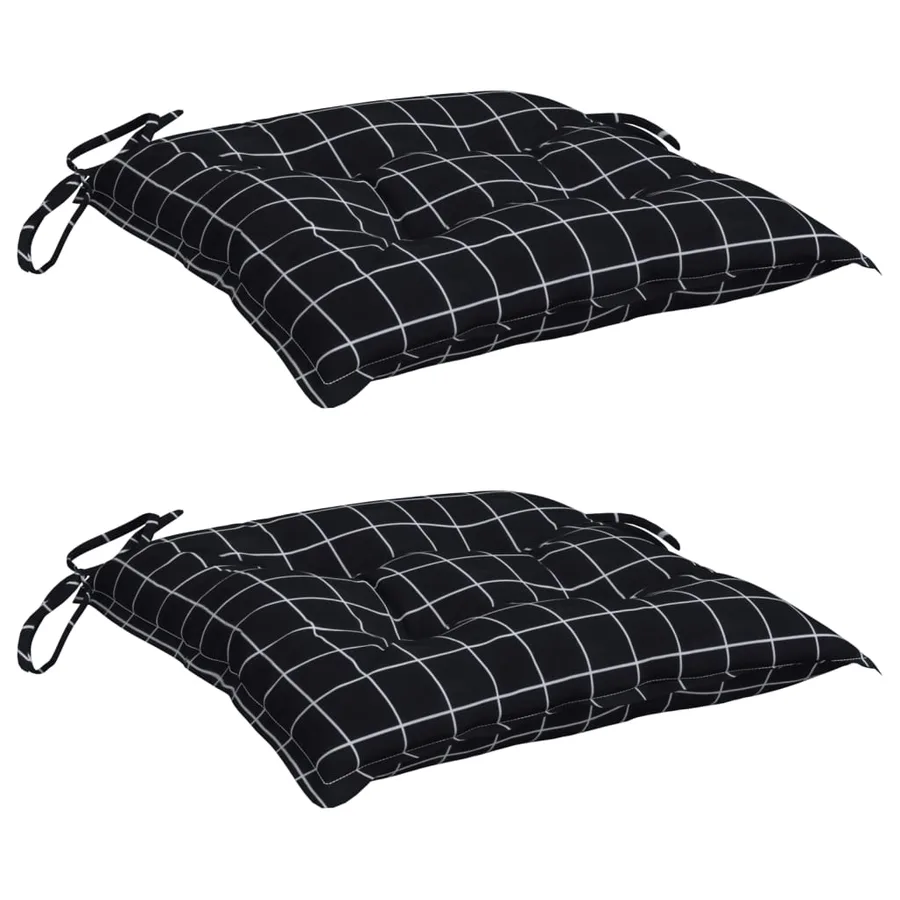 Coussins de chaise lot de 2 carreaux noir 50x50x7 cm - 3