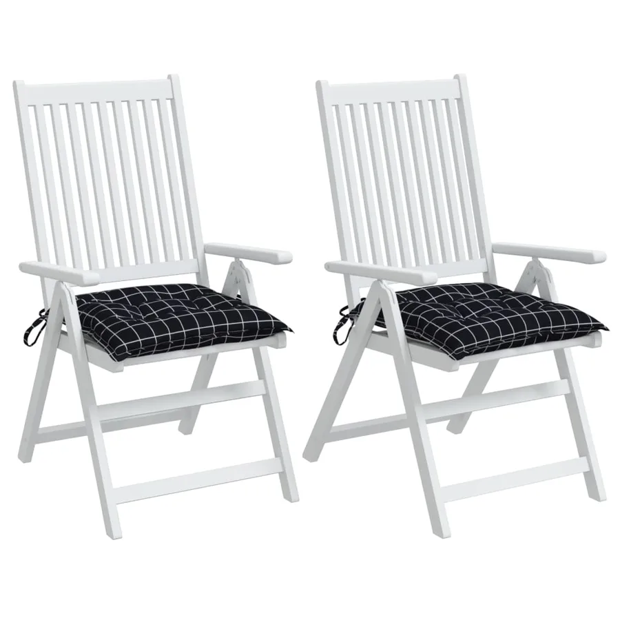 Coussins de chaise lot de 2 carreaux noir 50x50x7 cm - 4