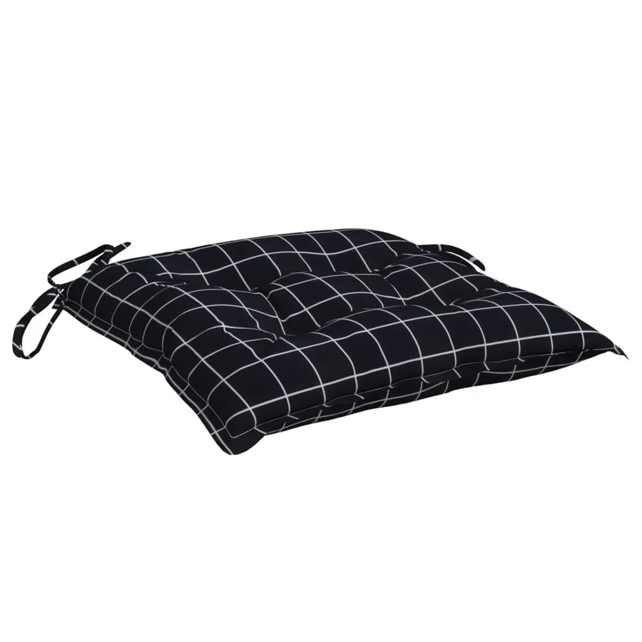 Coussins de chaise lot de 2 carreaux noir 50x50x7 cm - 5