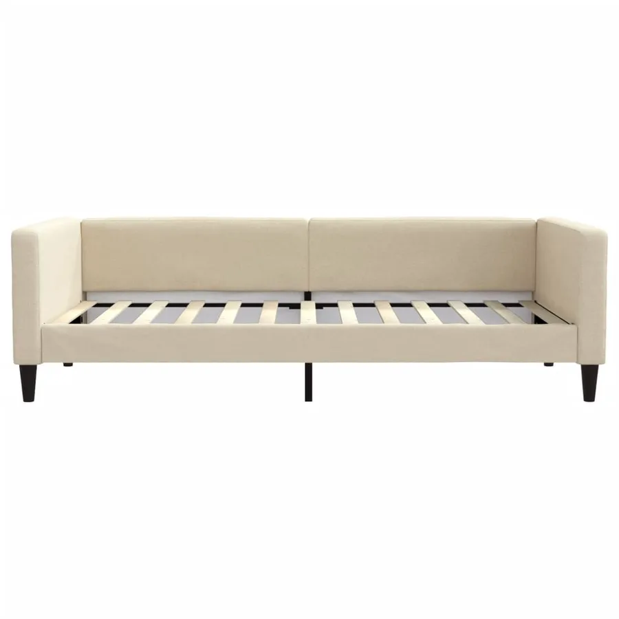 Lit de jour avec matelas crème 100x200 cm tissu - 4