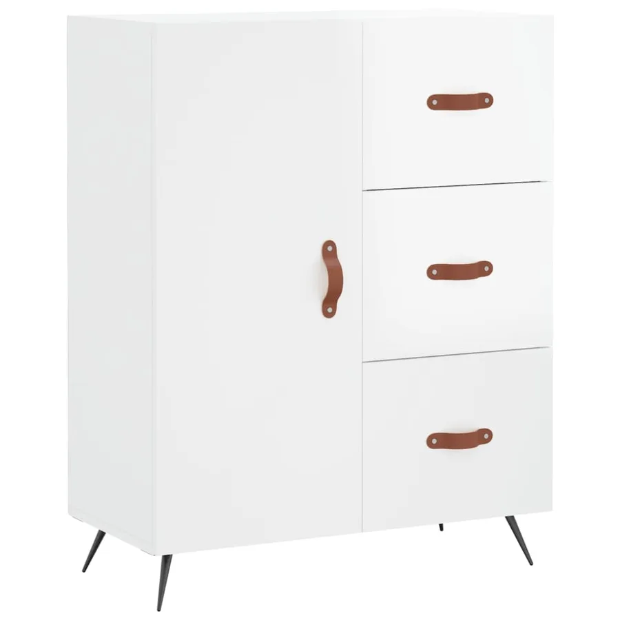 Buffet Blanc brillant 69,5x34x90 cm Bois d'ingénierie - 2