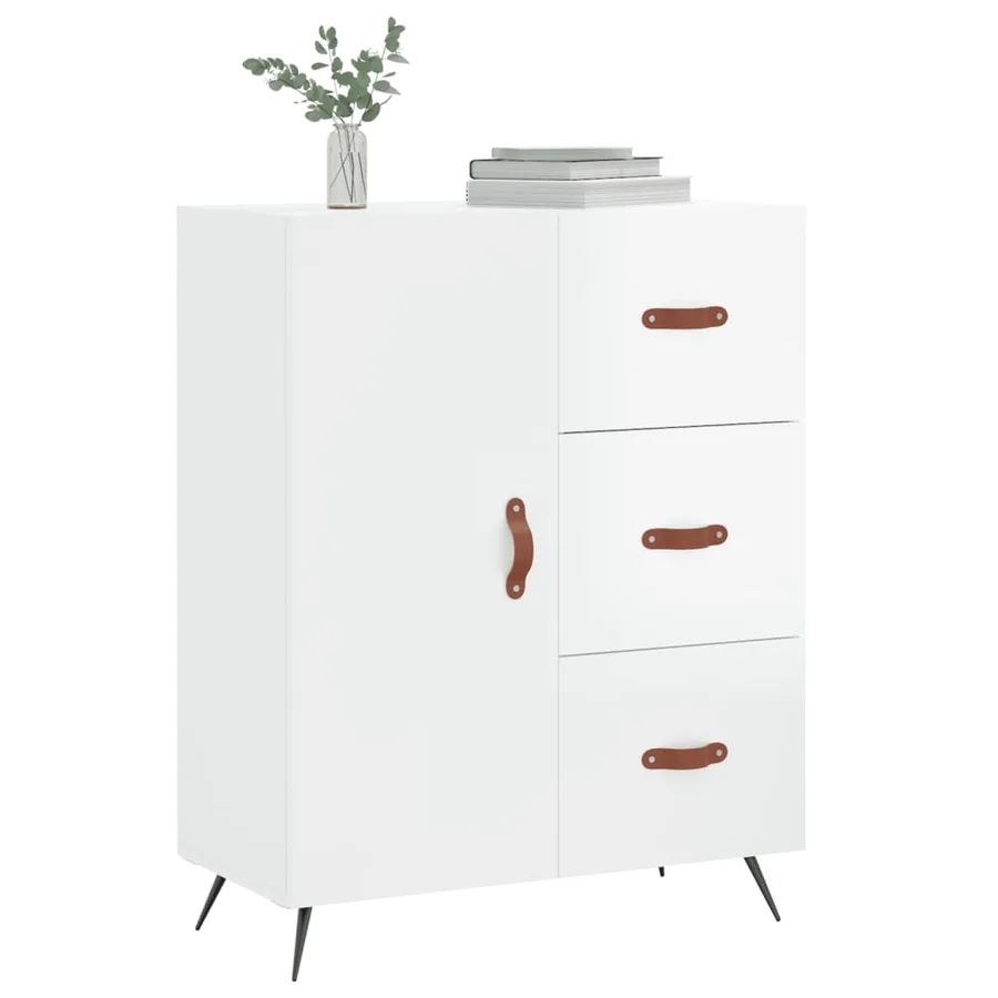 Buffet Blanc brillant 69,5x34x90 cm Bois d'ingénierie - 3