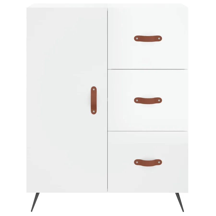Buffet Blanc brillant 69,5x34x90 cm Bois d'ingénierie - 5