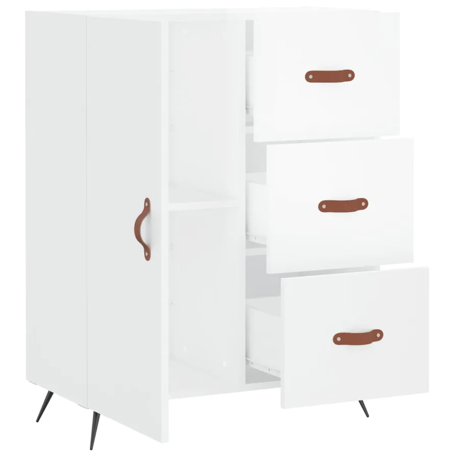 Buffet Blanc brillant 69,5x34x90 cm Bois d'ingénierie - 6
