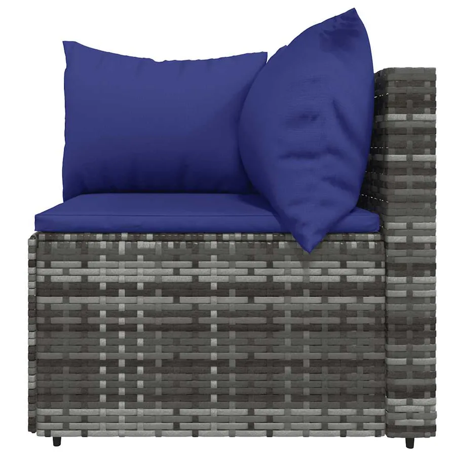 Salon de jardin 3 pcs avec coussins Gris Résine tressée - 7