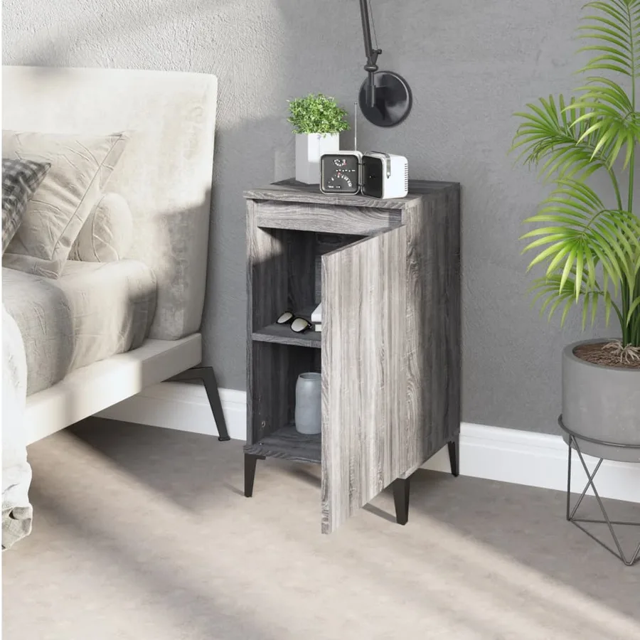 Table de chevet sonoma gris 40x35x70 cm bois d'ingénierie - 3