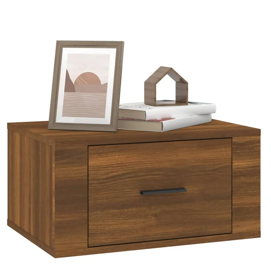 Table de chevet murale Chêne marron 50x36x25 cm - 4