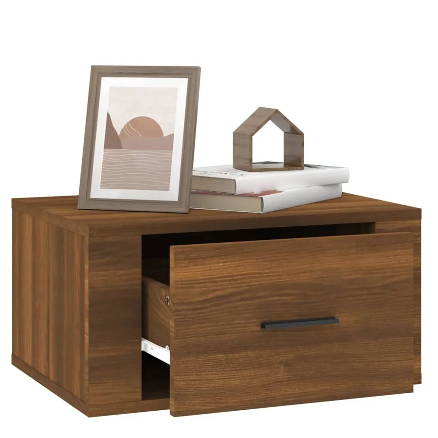 Table de chevet murale Chêne marron 50x36x25 cm - 5