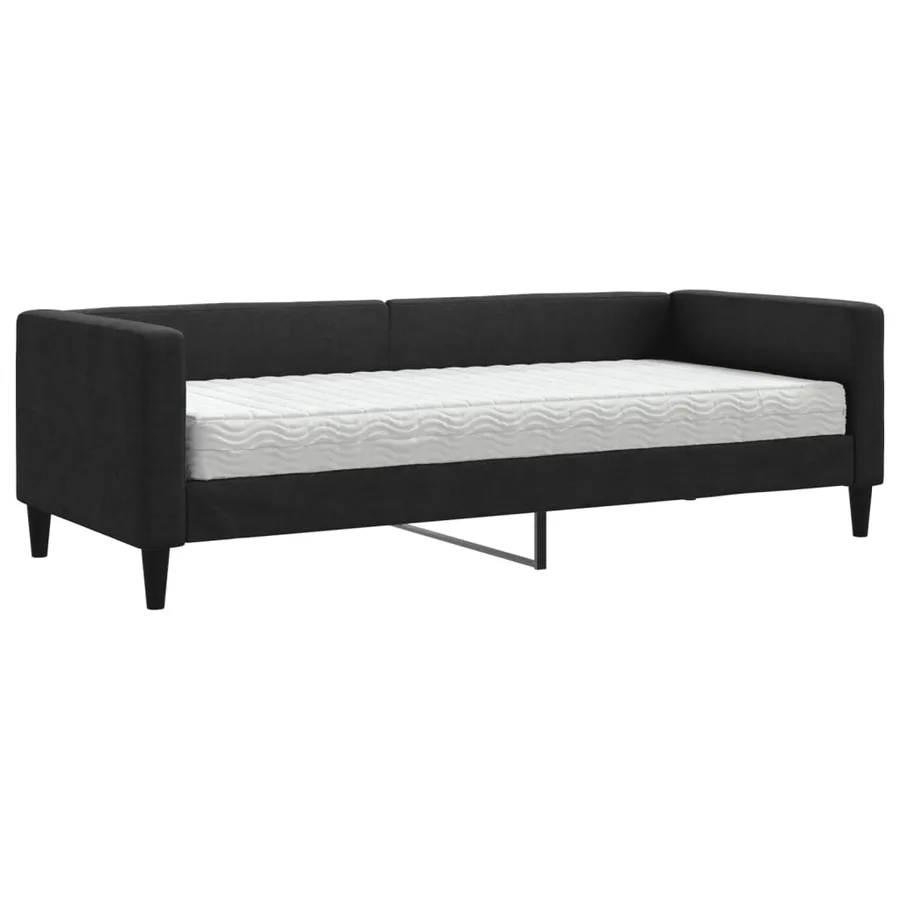 Lit de jour avec matelas noir 80x200 cm tissu - 2