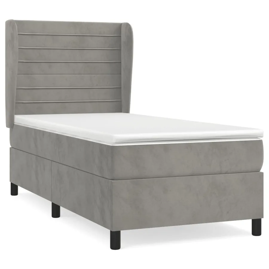 Sommier à lattes de lit et matelas Gris clair 90x190 cm Velours - 2