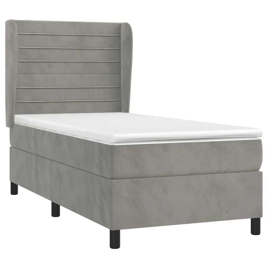 Sommier à lattes de lit et matelas Gris clair 90x190 cm Velours - 3