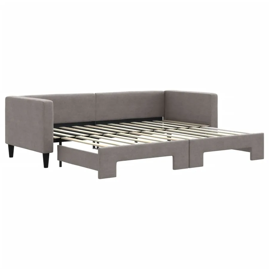 Lit de jour avec gigogne sans matelas taupe 80x200 cm - 2