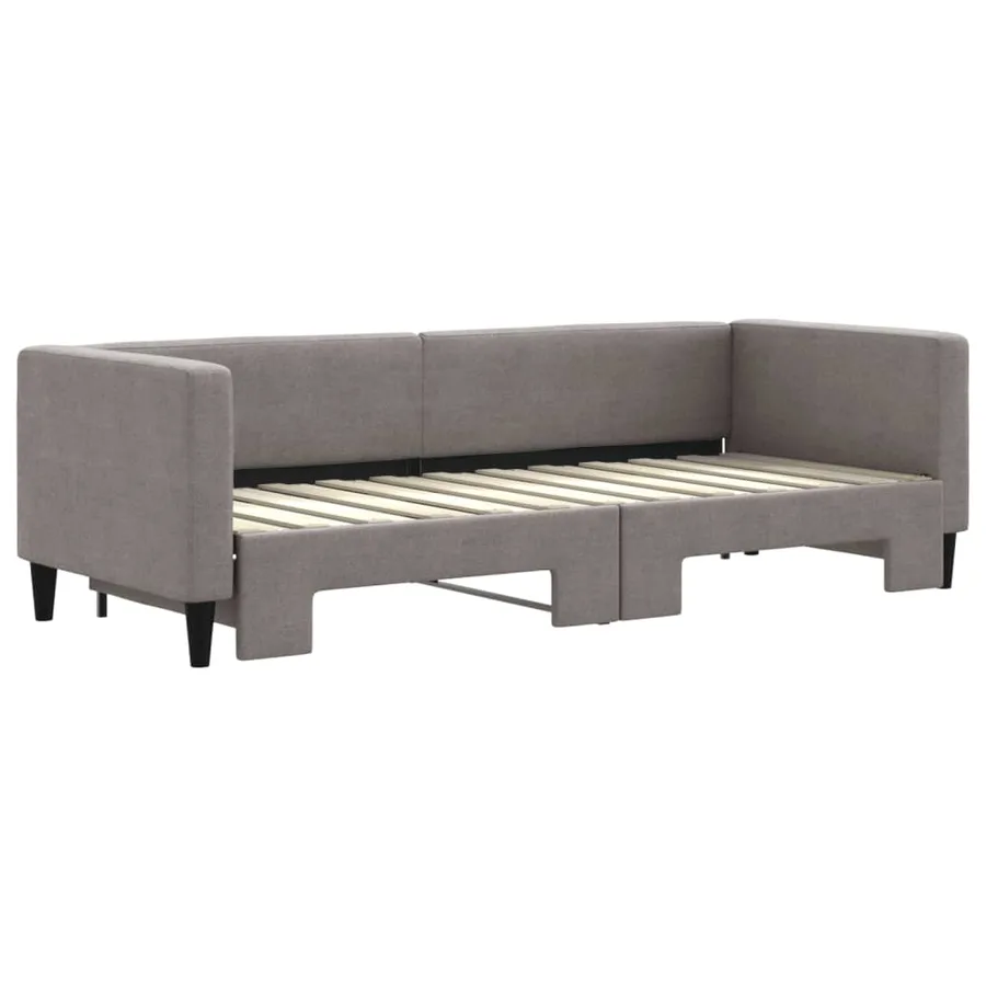 Lit de jour avec gigogne sans matelas taupe 80x200 cm - 3