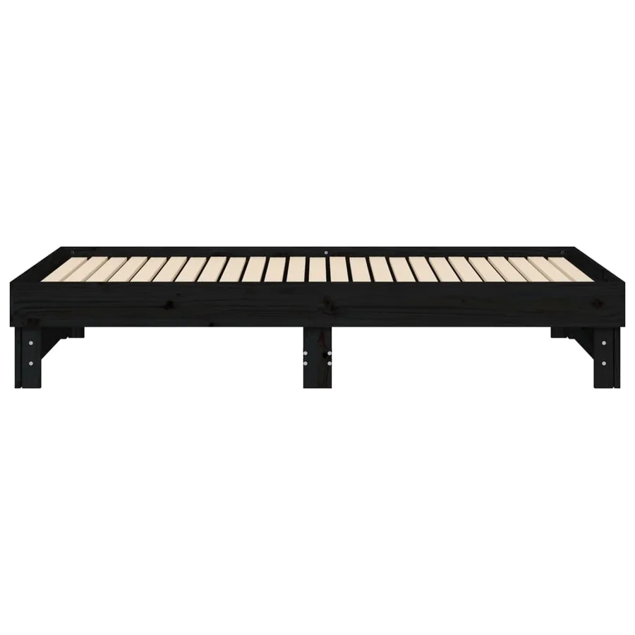 Lit coulissant sans matelas noir 2x(90x190) cm - 10