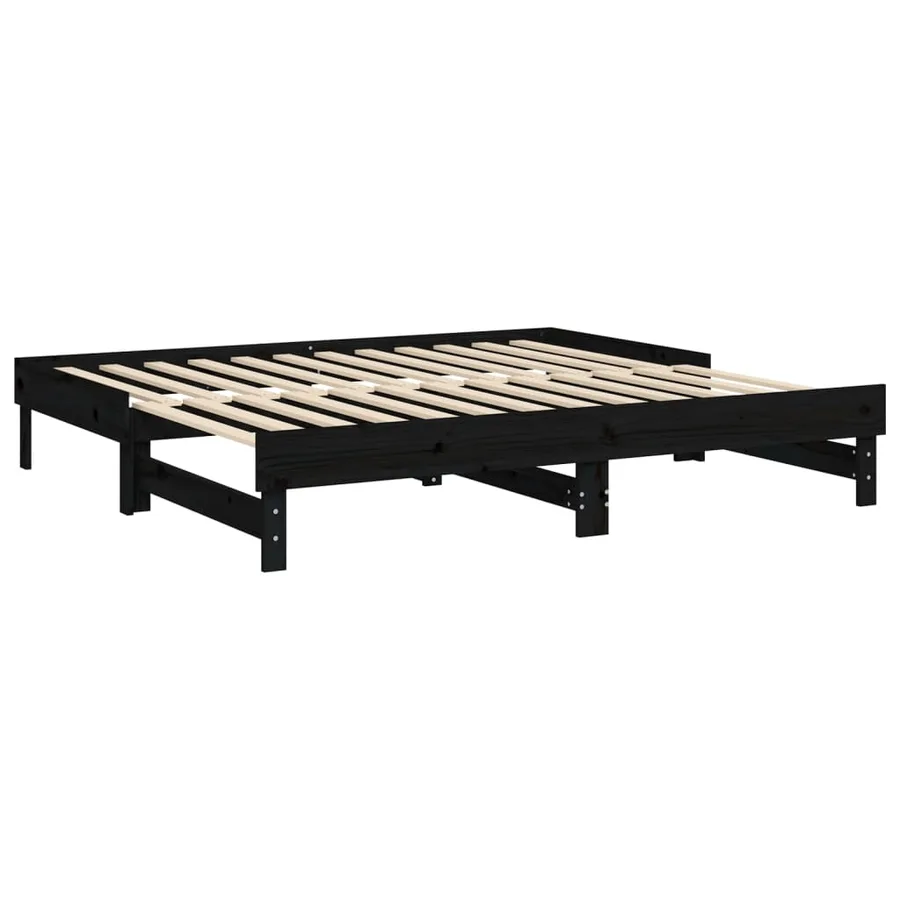 Lit coulissant sans matelas noir 2x(90x190) cm - 7
