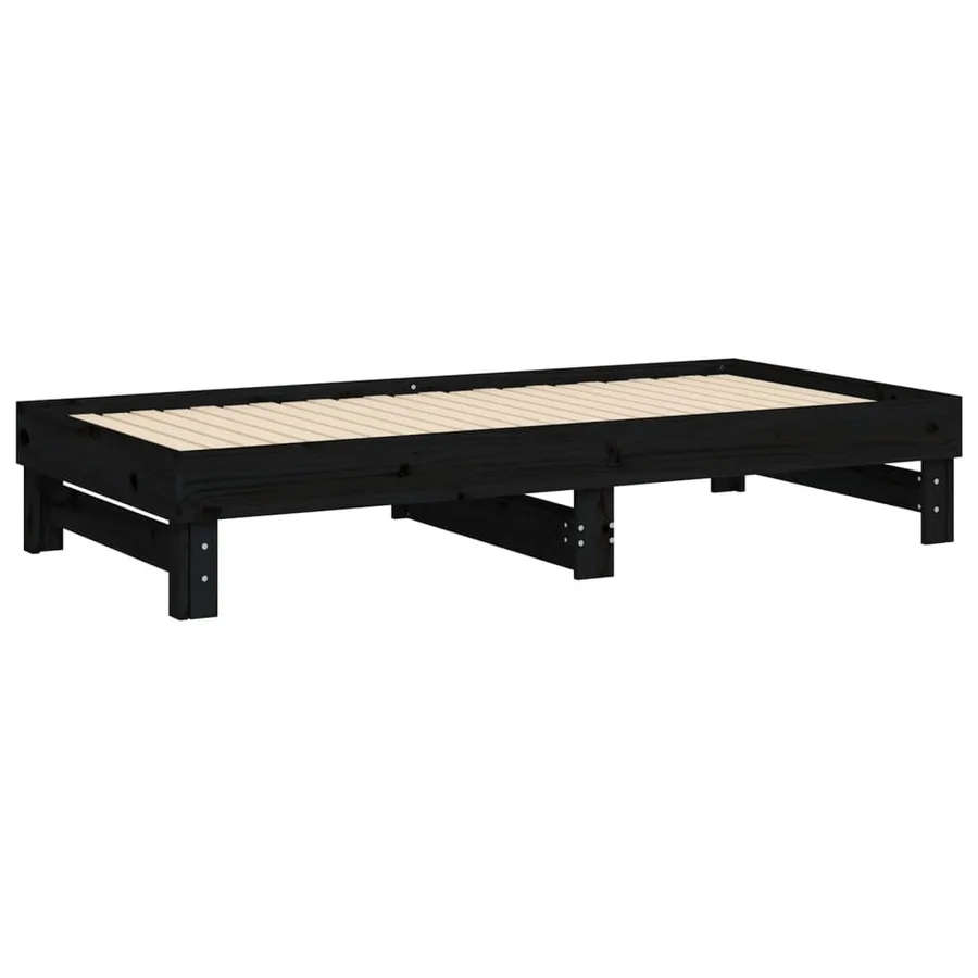 Lit coulissant sans matelas noir 2x(90x190) cm - 8