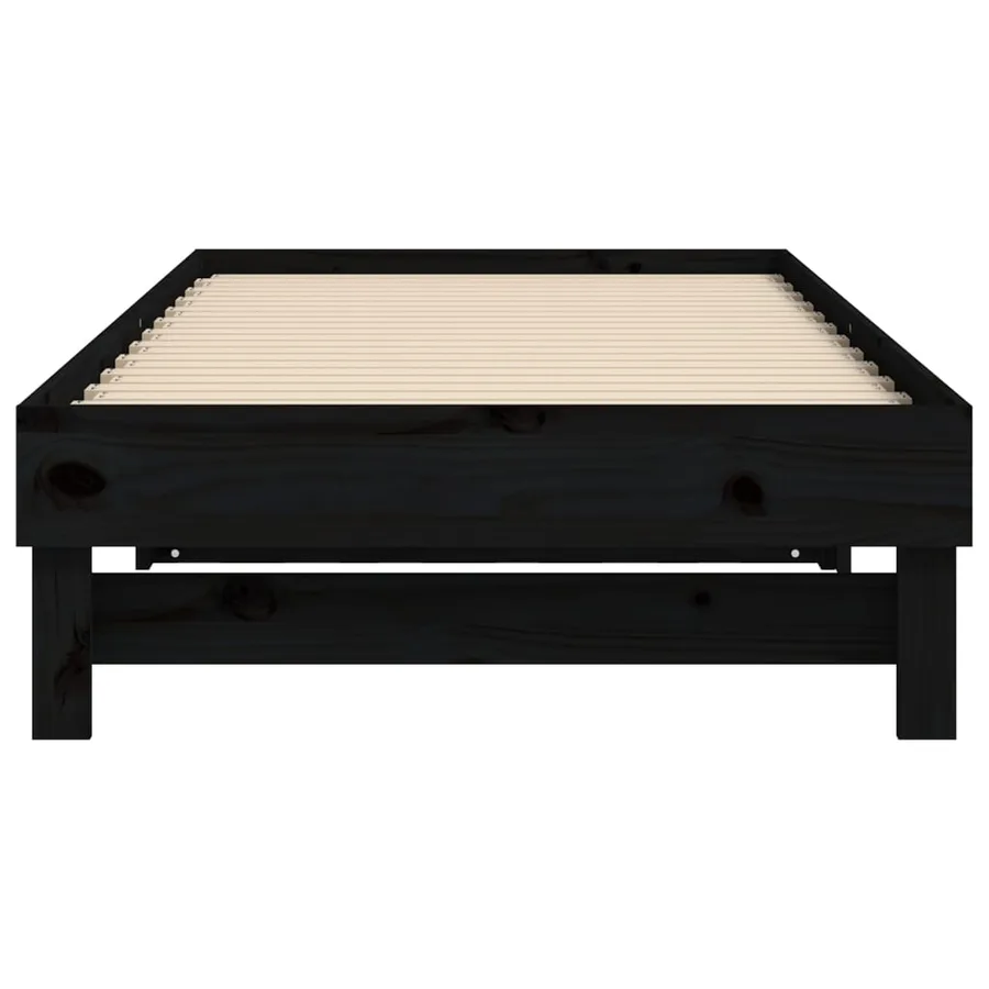 Lit coulissant sans matelas noir 2x(90x190) cm - 9