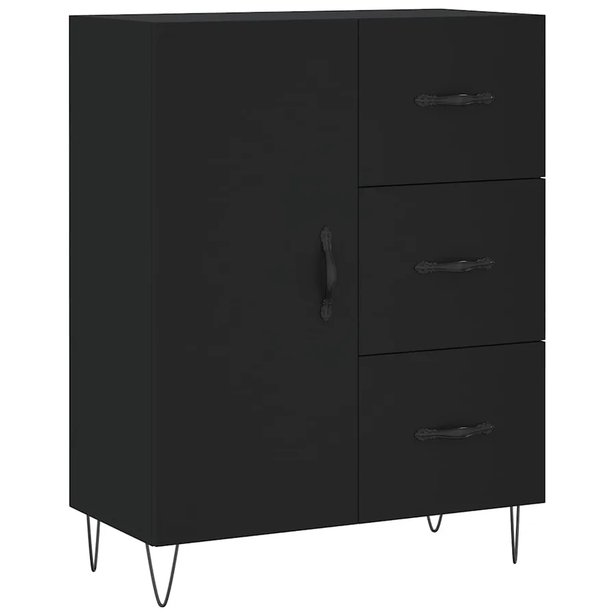 Buffet haut Noir 69,5x34x180 cm Bois d'ingénierie - 7