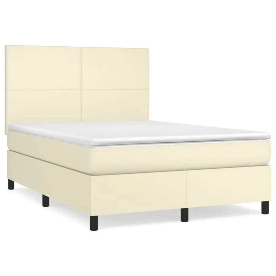 Sommier à lattes de lit avec matelas Crème 140x190cm Similicuir - 2