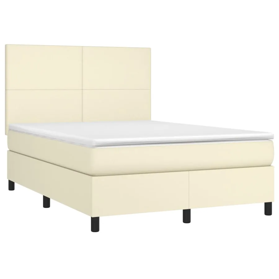 Sommier à lattes de lit avec matelas Crème 140x190cm Similicuir - 3