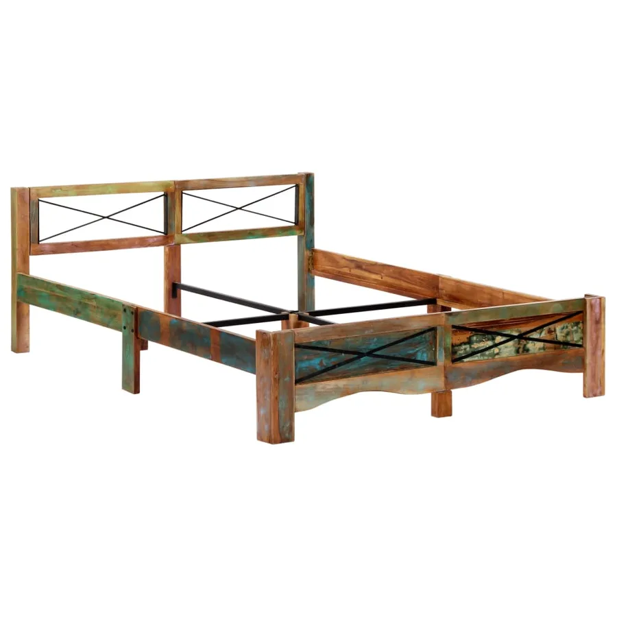 Cadre de lit bois de récupération massif 160x200 cm - 10